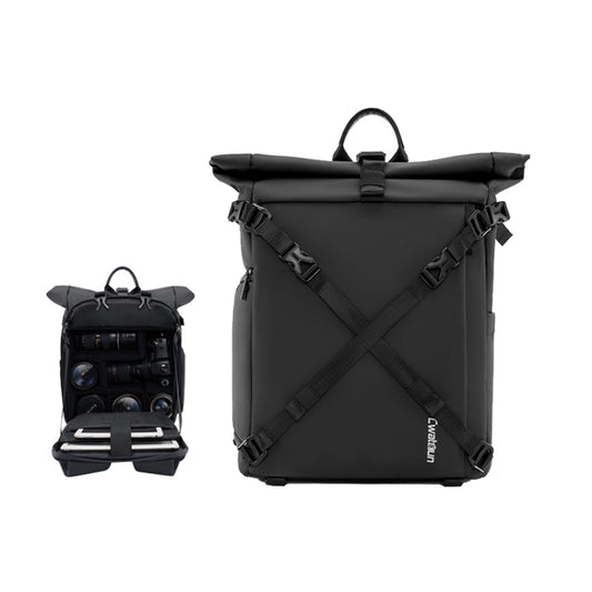 Cwatcun D113 Shoulder Leisure Camera Bag Waterproof High Capacity Outdoor Travel Photography Bag, Small Black, Large Black