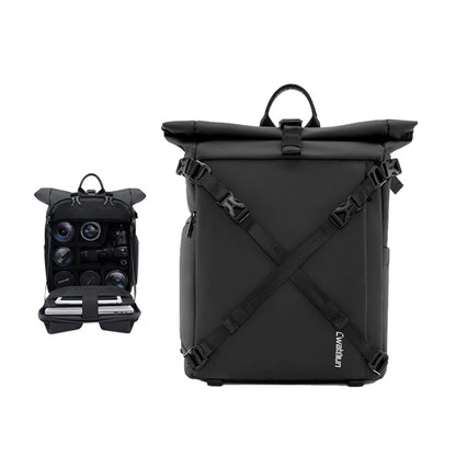 Cwatcun D113 Shoulder Leisure Camera Bag Waterproof High Capacity Outdoor Travel Photography Bag, Small Black, Large Black