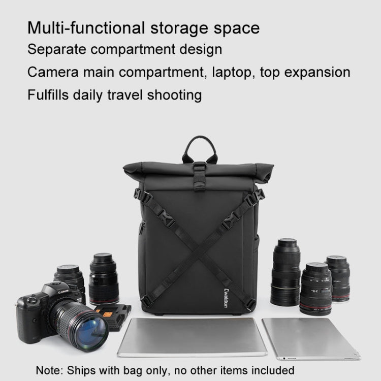 Cwatcun D113 Shoulder Leisure Camera Bag Waterproof High Capacity Outdoor Travel Photography Bag, Small Black, Large Black