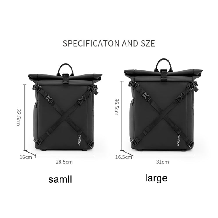 Cwatcun D113 Shoulder Leisure Camera Bag Waterproof High Capacity Outdoor Travel Photography Bag, Small Black, Large Black