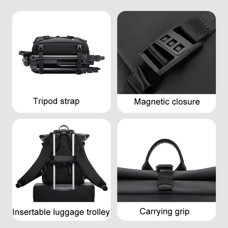 Cwatcun D113 Shoulder Leisure Camera Bag Waterproof High Capacity Outdoor Travel Photography Bag, Small Black, Large Black