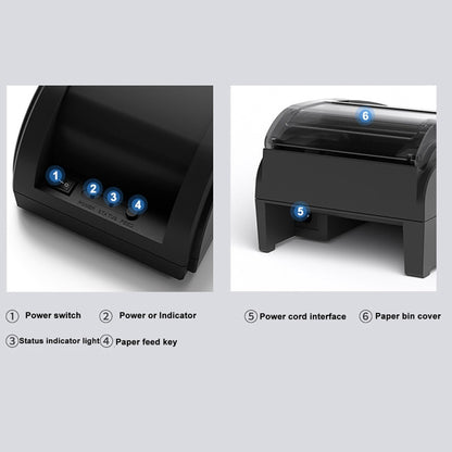 58mm USB Computer Version+Mobile Bluetooth Automatic Order Takeout Receipt Cashier Thermal Printer, US Plug, UK Plug, EU Plug
