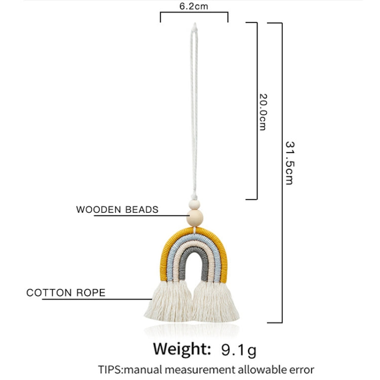 Hand-woven Wood Beads Cotton Rope Rainbow Car Aromatherapy Pendant
