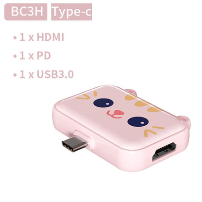 3 In 1 Type-C Docking Station USB Hub For iPad / Phone Docking Station, 3H HDMI+PD+USB3.0 Pink, 3C USB3.0+USB2.0 x 2 Pink, 3A USB3.0+USB2.0 x 2 Pink