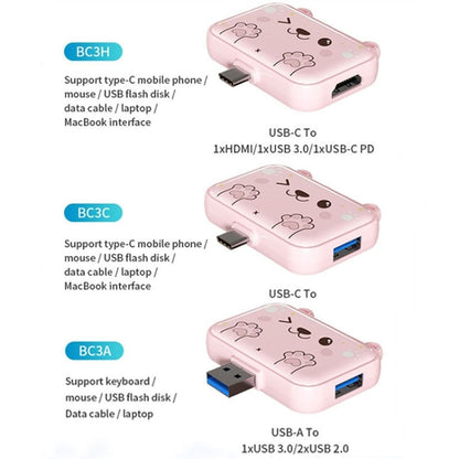 3 In 1 Type-C Docking Station USB Hub For iPad / Phone Docking Station, 3H HDMI+PD+USB3.0 Pink, 3C USB3.0+USB2.0 x 2 Pink, 3A USB3.0+USB2.0 x 2 Pink
