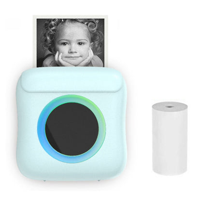 C22 Colorful Ambient Light Portable Mini Inkless Thermal Bluetooth Printer Error Question Label Printer, White, Blue