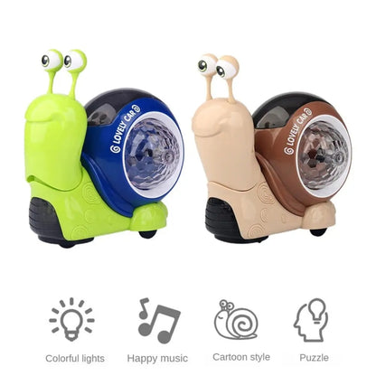 Children Electrical Crawling Snail Toys Sound And Light Projection Snail Fun Toys, Snail Gray, Snail Green