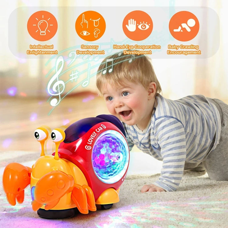 Crawling Hermit Crab Educational Electrical Toys Universal Music Light Projection Cartoon Children Toys, Hermit Crab Blue, Hermit Crab Orange