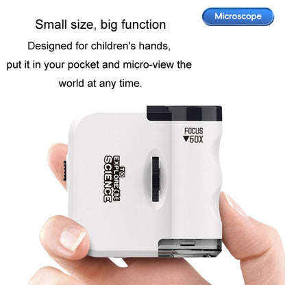 60x Portable Mini Microscope Pendant With LED Lights Outdoor Exploration Observation Fun Kids Toys