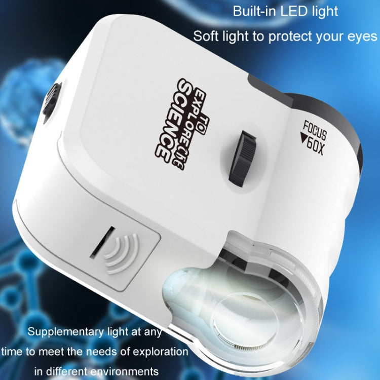 60x Portable Mini Microscope Pendant With LED Lights Outdoor Exploration Observation Fun Kids Toys