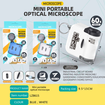 60x Portable Mini Microscope Pendant With LED Lights Outdoor Exploration Observation Fun Kids Toys
