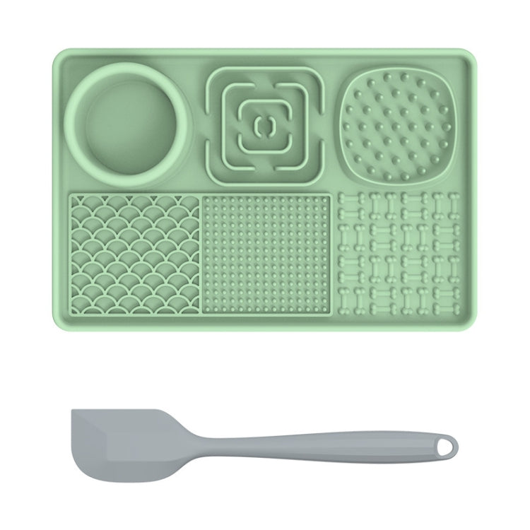 Pet Silicone Licking Dining Mat Rectangle 6 In 1 Dog Slow Feeding Pads With Scraper