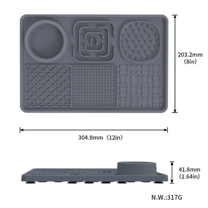 Pet Silicone Licking Dining Mat Rectangle 6 In 1 Dog Slow Feeding Pads With Scraper