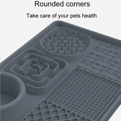 Pet Silicone Licking Dining Mat Rectangle 6 In 1 Dog Slow Feeding Pads With Scraper