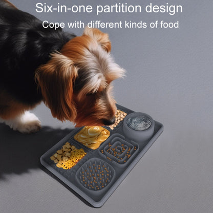 Pet Silicone Licking Dining Mat Rectangle 6 In 1 Dog Slow Feeding Pads With Scraper
