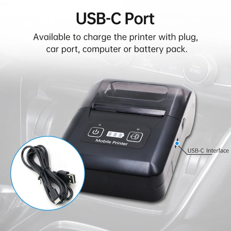 58mm Portable USB Charging Home Phone Bluetooth Thermal Printer, US Plug, EU Plug, UK Plug