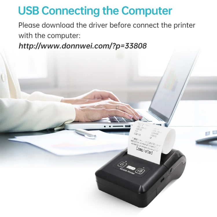 58mm Portable USB Charging Home Phone Bluetooth Thermal Printer, US Plug, EU Plug, UK Plug