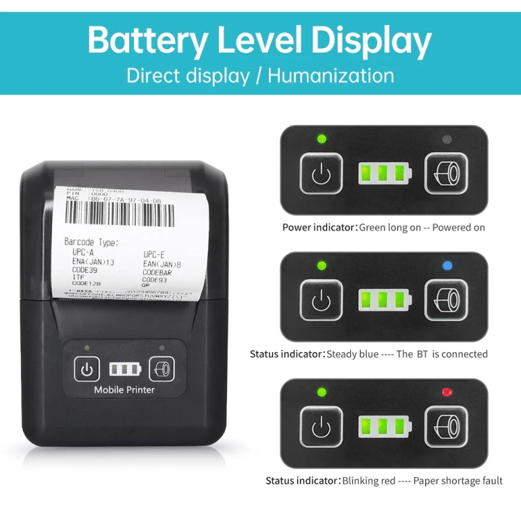 58mm Portable USB Charging Home Phone Bluetooth Thermal Printer, US Plug, EU Plug, UK Plug