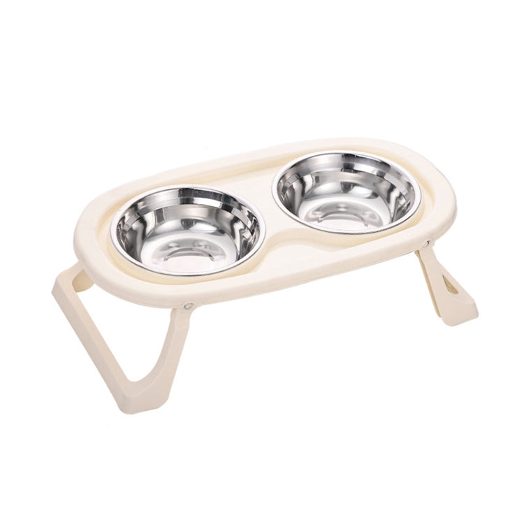 Collapsible Pet Bowl Eating Drinking Bowl Neck Guard Tall Double Bowl, Stainless Steel White, Stainless Steel Purple, Stainless Steel Green, PP White, PP Purple, PP Green
