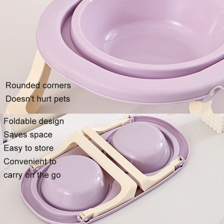Collapsible Pet Bowl Eating Drinking Bowl Neck Guard Tall Double Bowl, Stainless Steel White, Stainless Steel Purple, Stainless Steel Green, PP White, PP Purple, PP Green