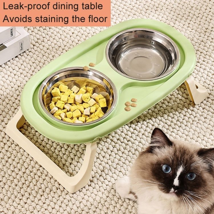 Collapsible Pet Bowl Eating Drinking Bowl Neck Guard Tall Double Bowl, Stainless Steel White, Stainless Steel Purple, Stainless Steel Green, PP White, PP Purple, PP Green