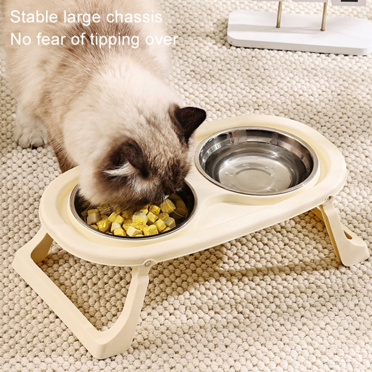 Collapsible Pet Bowl Eating Drinking Bowl Neck Guard Tall Double Bowl, Stainless Steel White, Stainless Steel Purple, Stainless Steel Green, PP White, PP Purple, PP Green