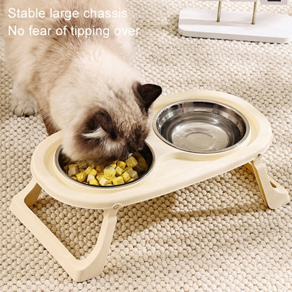 Collapsible Pet Bowl Eating Drinking Bowl Neck Guard Tall Double Bowl, Stainless Steel White, Stainless Steel Purple, Stainless Steel Green, PP White, PP Purple, PP Green
