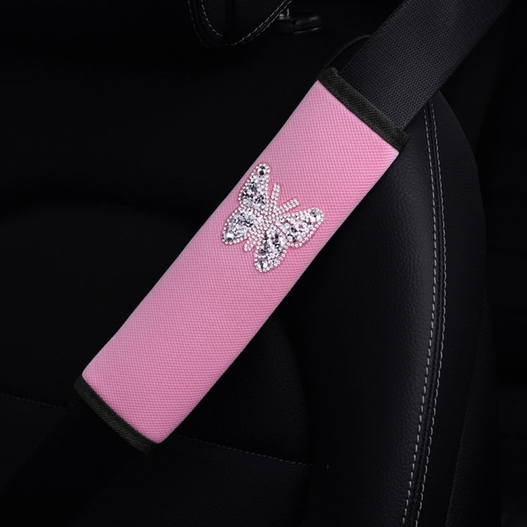 Car Seat Belt Cover Diamond Butterfly Shoulder Strap Cushion Cover, 6.5x23cm