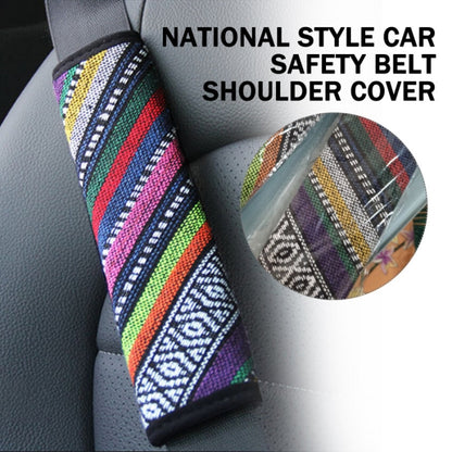 Ethnic Style Linen Car Seat Belt Cover Shoulder Pads