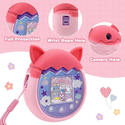 For Tamagotchi Pix Cartoon Electronic Pet Game Console Anti-Slip And Anti-Fall Silicone Protective Cover, Blue, Pink, Purple
