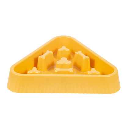Triangle Bone Pet Slow Food Bowl Dogs Cats Eating Bowls, Pink, Yellow, Blue