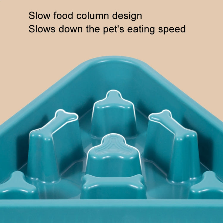Triangle Bone Pet Slow Food Bowl Dogs Cats Eating Bowls, Pink, Yellow, Blue