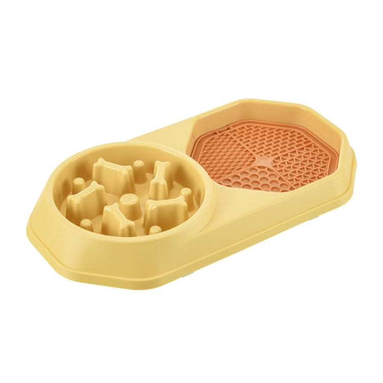 Bone Slow Food Lick Bowl Pet Diet Double Bowl Dog Cat Food Bowl, Red, Yellow, Blue