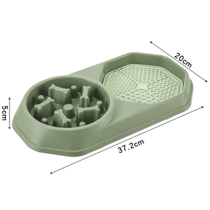 Bone Slow Food Lick Bowl Pet Diet Double Bowl Dog Cat Food Bowl, Red, Yellow, Blue