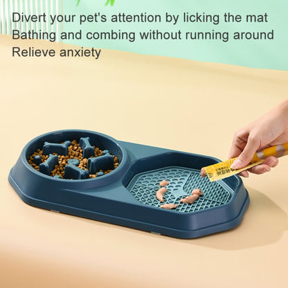 Bone Slow Food Lick Bowl Pet Diet Double Bowl Dog Cat Food Bowl, Red, Yellow, Blue