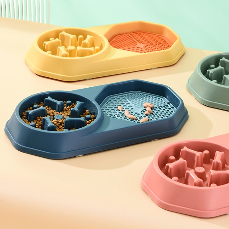 Bone Slow Food Lick Bowl Pet Diet Double Bowl Dog Cat Food Bowl, Red, Yellow, Blue