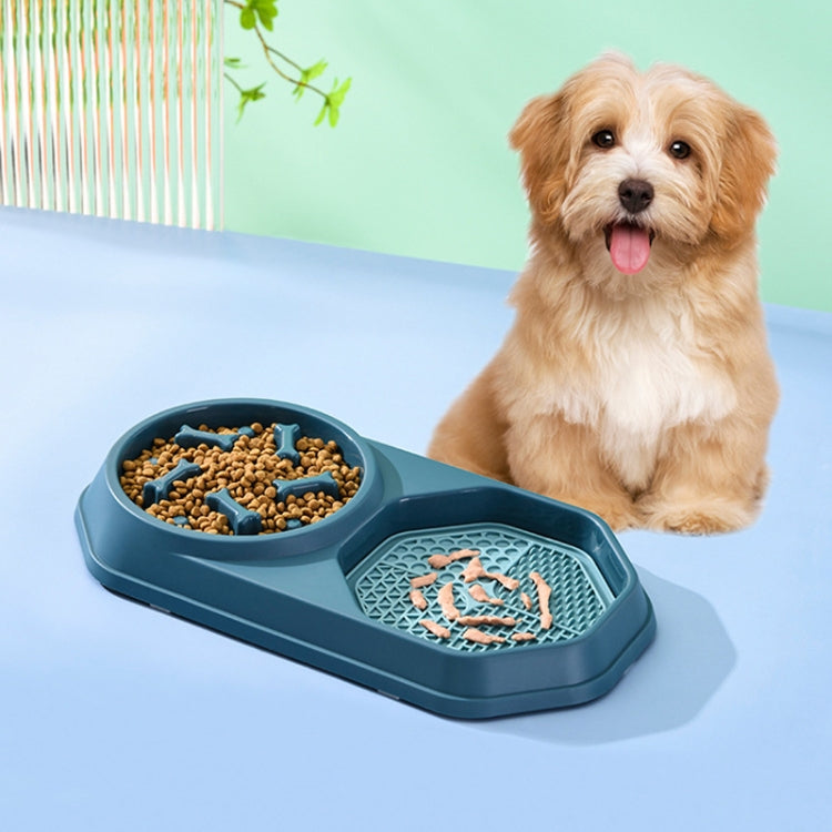 Bone Slow Food Lick Bowl Pet Diet Double Bowl Dog Cat Food Bowl, Red, Yellow, Blue