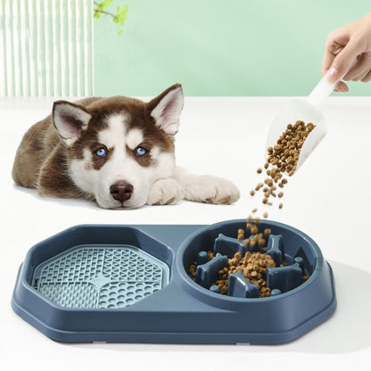 Bone Slow Food Lick Bowl Pet Diet Double Bowl Dog Cat Food Bowl, Red, Yellow, Blue
