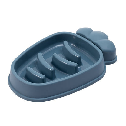 Radish Shape Dog Slow Food Bowl Anti-Tip Over Pet Bowl, Mango Yellow, Orange, Blue
