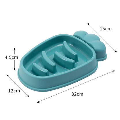 Radish Shape Dog Slow Food Bowl Anti-Tip Over Pet Bowl, Mango Yellow, Orange, Blue