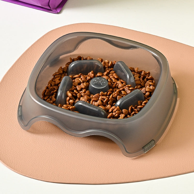 Square Light Transparent Slow Food Pet Bowl Dog Food Cat Food Bowl, Orange, Gray, Blue