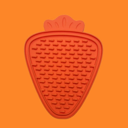 Silicone Pet Licking Mat Suction Cup Carrot Shape Placemat Cat and Dog Food Retarder, Yellow, Rose Red, Orange