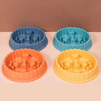 Slow Food Bowl Anti Choking Dog Bowl Cat Dog Food Bowl, Orange, Green, Blue