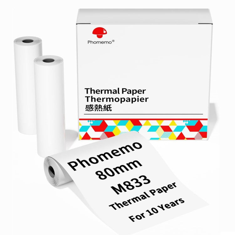 Writing Quick-Drying Thermal Paper 10-Year Long-Lasting For M832 / M833 / M834 / M835 Printer, Phomemo 3rolls /Box 53mm, Phomemo 3rolls /Box 80mm, Phomemo 3rolls /Box 110mm, Phomemo 2rolls /Box A4, Phomemo 4rolls /Box A4, Phomemo 2rolls /Box Letter