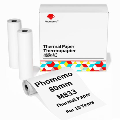 Writing Quick-Drying Thermal Paper 10-Year Long-Lasting For M832 / M833 / M834 / M835 Printer, Phomemo 3rolls /Box 53mm, Phomemo 3rolls /Box 80mm, Phomemo 3rolls /Box 110mm, Phomemo 2rolls /Box A4, Phomemo 4rolls /Box A4, Phomemo 2rolls /Box Letter