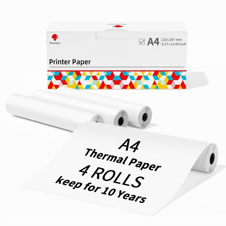 Writing Quick-Drying Thermal Paper 10-Year Long-Lasting For M832 / M833 / M834 / M835 Printer, Phomemo 3rolls /Box 53mm, Phomemo 3rolls /Box 80mm, Phomemo 3rolls /Box 110mm, Phomemo 2rolls /Box A4, Phomemo 4rolls /Box A4, Phomemo 2rolls /Box Letter