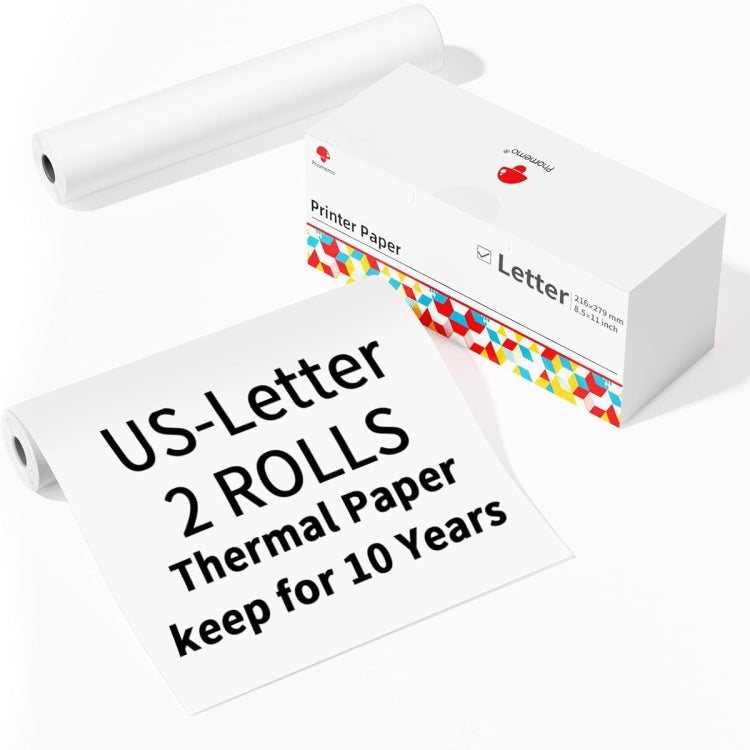 Writing Quick-Drying Thermal Paper 10-Year Long-Lasting For M832 / M833 / M834 / M835 Printer, Phomemo 3rolls /Box 53mm, Phomemo 3rolls /Box 80mm, Phomemo 3rolls /Box 110mm, Phomemo 2rolls /Box A4, Phomemo 4rolls /Box A4, Phomemo 2rolls /Box Letter