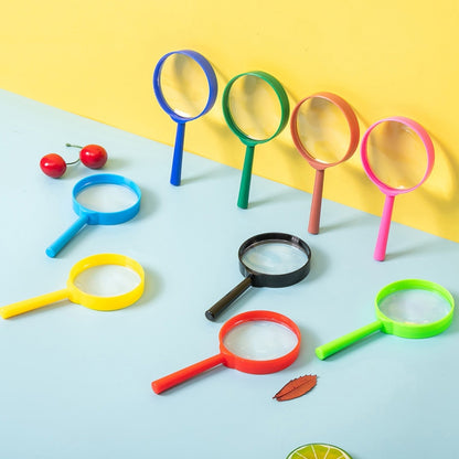 4pcs Children Color Magnifier 60mm Handheld Plastic Magnifying Glass, Color Random Delivery, 60mm 5X