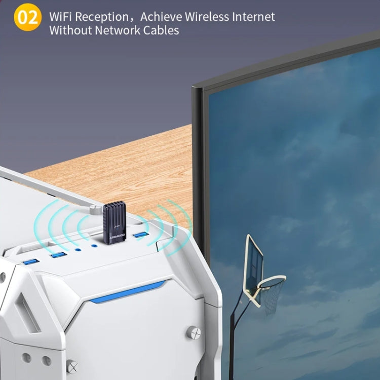 COMFAST CF-943AX WiFi6 USB Adapter AX900 Bluetooth 5.3 2.4G / 5.8G Wireless Network Card, CF-943AX