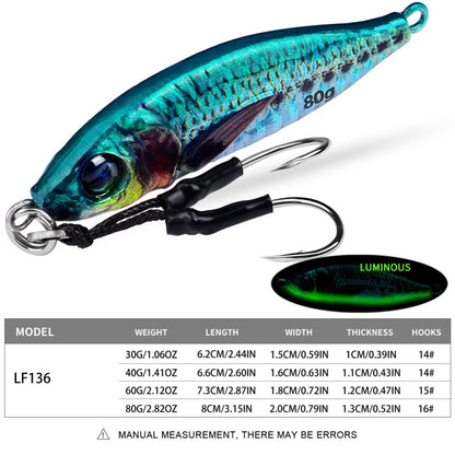 PROBEROS  LF136 Fishing Lure 3D Spray Painted Imitation Bait Long Casting Freshwater Fishing Warbler Bass Leader Lure, 40g, 60g, 30g, 80g